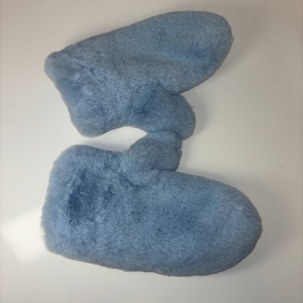 Blue‎ Faux Fur mittens Women's Gloves Sz Small luxury gift winter mittens Fluffy - Picture 5 of 7
